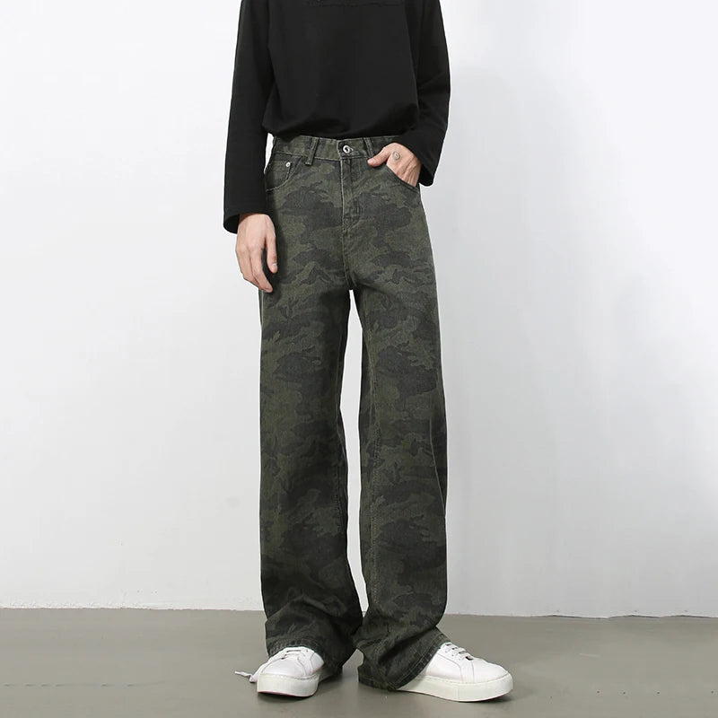 PFNW American 2025 New Tide Camouflage Jeans Men's Ins Loose Straight Wide Leg Casual Denim Pants Loose Male Trousers 12C2036 - Matrix Studios