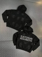 Street Casual SATOSHI Hoodies Pullover Embossed Pattern Embroidery Turtle Shell Design Washed Hooded Men Women Loose Sweatshirts - Matrix-studios.com