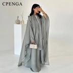 Elegant Arabic Satin Abaya Dress with Hijab Eid Muslim Women Modest Cardigan Islamic Vacation Outfit New in Turkey Kaftan Robe - Matrix-studios.com