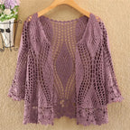 Knitted Cardigan Jacket Women Spring Summer New 2025 Hollow Shawl Short Sun-proof Tops Female Casual All-match Thin Ladies Coat - Matrix Studios