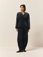 Laur V Neck Corduroy Two Piece Set Women Long Sleeve Jacket Split Tapered Pants Minimalist Autumn Office Daily Matching Suit - Matrix-studios.com