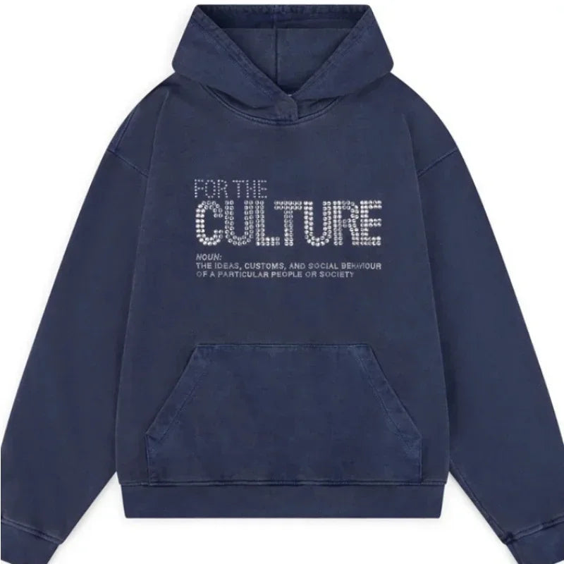 Vintage Men Monogrammed Applique Print Style Y2k Slouchy Loose New Fashion Couple Hoodie Tracksuit Streetwear Street in Winter - Matrix Studios
