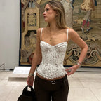 Tuularose Summer Women's Camisole Fashion Print Lace Patchwork Sleeveless Lace-up Tops New Party Hot Girl Streetwear Female Tops - Matrix-studios.com