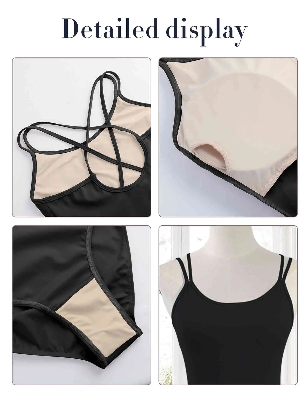 Women Double Camisole Ballet Leotards Black Gymnastic Bodysuit High Elastic Dance Clothing Comfort Ballerina Outfits Cross Back - Matrix-studios.com