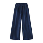 Satin Wide Leg Pants Long Floor Casual Pants Women's Summer