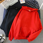 2024Autumn Casual Women's Solid Hoodie Comfortable Strecth Sweatshirts Loose Pocket Warm Clothes Fashion Street Female Pullovers - Matrix-studios.com