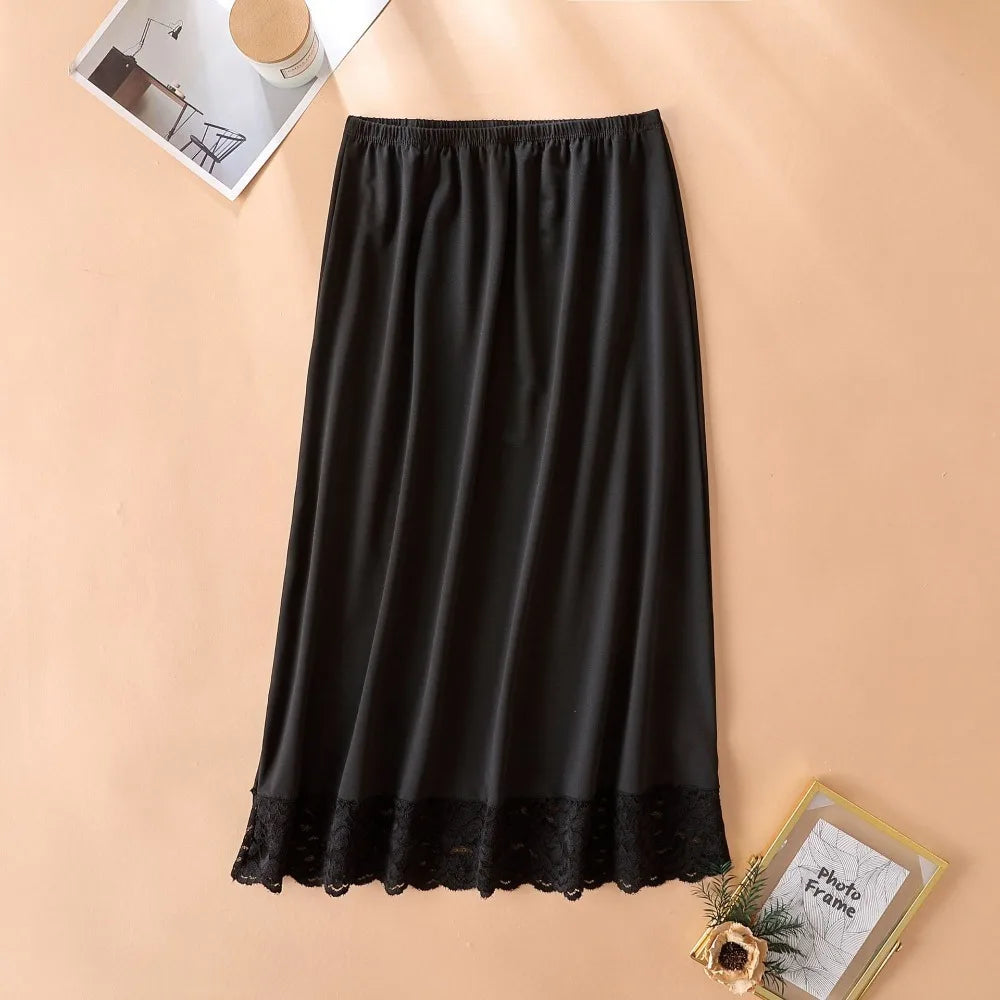 Thin Ice Silk Modal Female Half Length Skirt Lace Anti-Penetrating Underskirt Anti-glare Mesh Flower Innerwear Short Skirt Women - Matrix-studios.com