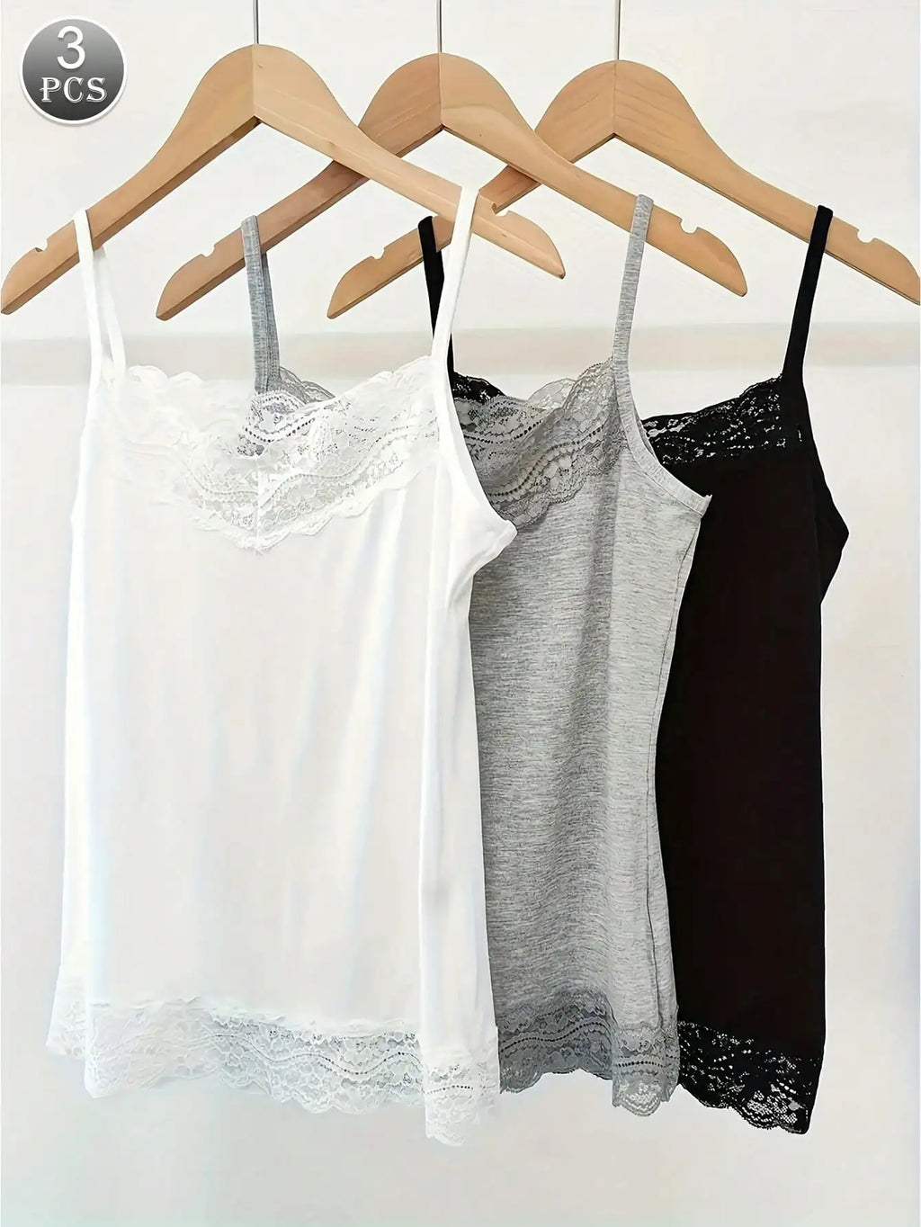 3pcs Women Lace Floral Cami Tank Top Undergarments Versatile & Basic Outerwear Casual Comfy Summer Tops - Matrix-studios.com