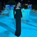 Customized Mermaid Black Prom Dresses France Long Sleeves Formal Evening Dresses Women Wedding Party Gowns Vestidos De Noche - Matrix-studios.com