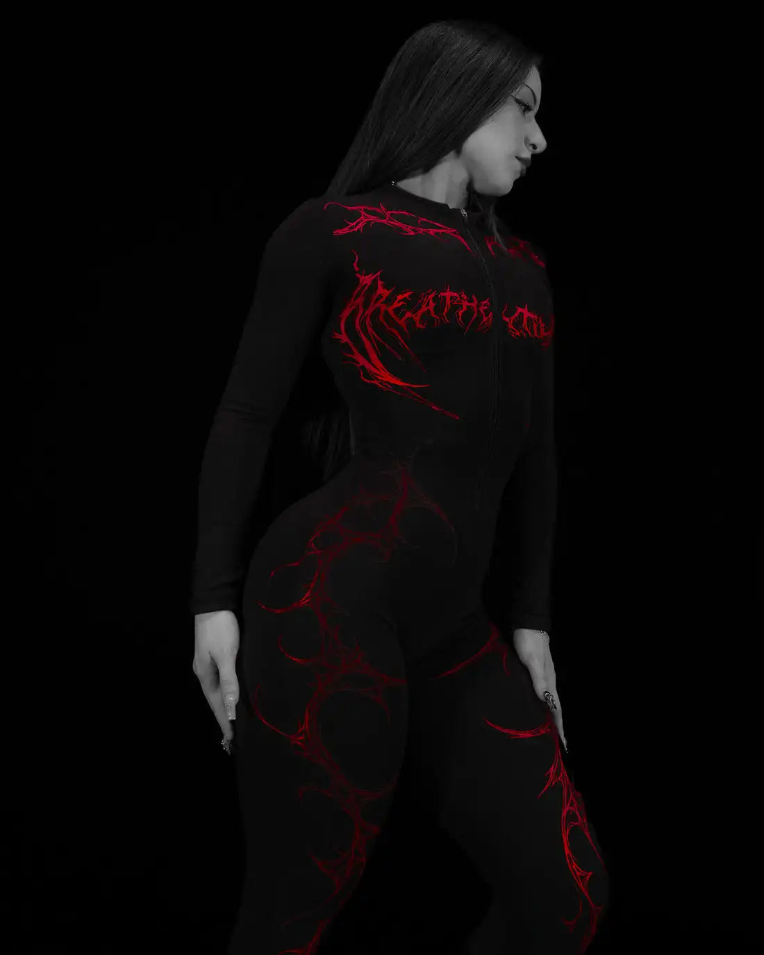 European and American popular zippered long-sleeved trouser jumpsuit slim fit hip-lifting sportswear yoga wear - Matrix Studios