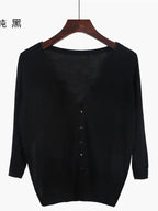 Korean Fashion Summer Autumn M-6XL Women V-Neck Knitted Casual Loose Full Sleeve Sweaters Cardigans Lady Knitting Outwear ZY6870 - Matrix Studios