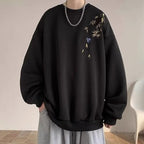 New Chinese Bird Print M-8XL Men Oversized Sweatshirt Fashion Loose Long Sleeve Couple Clothes - Matrix Studios