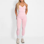 Women's Yoga Set Bum Balance Fitted Halter Tops & Shaping Pants 2pcs Yoga Sportwear Workout Gym Clothing High Waist Leggings Set - Matrix-studios.com