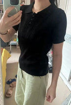 Women's Summer Thin Knit Polo Shirt Hollow-Out Short Sleeve Top Knitted T-shirts  for Women Korean Fashion Elegant Knitwear - Matrix-studios.com