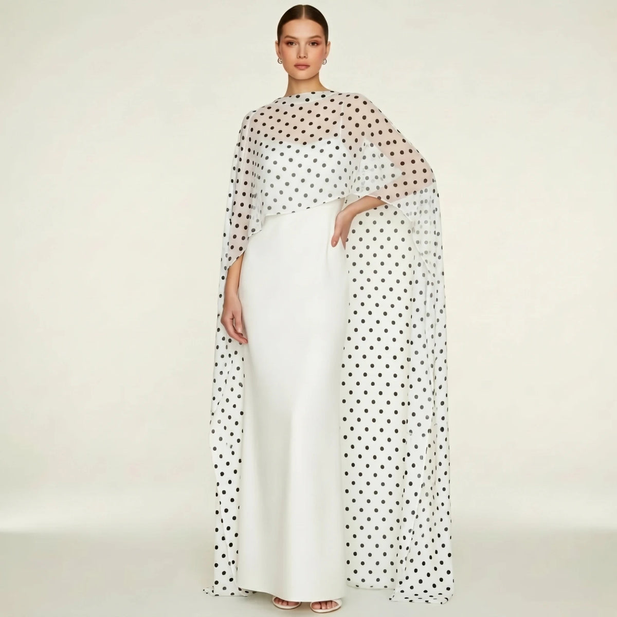 Women Chiffon Long Cape High Low Flowy Poncho Sheer Mesh Shawl and Wraps for Evening Dress Wedding Cover Up Capelet - Matrix Studios
