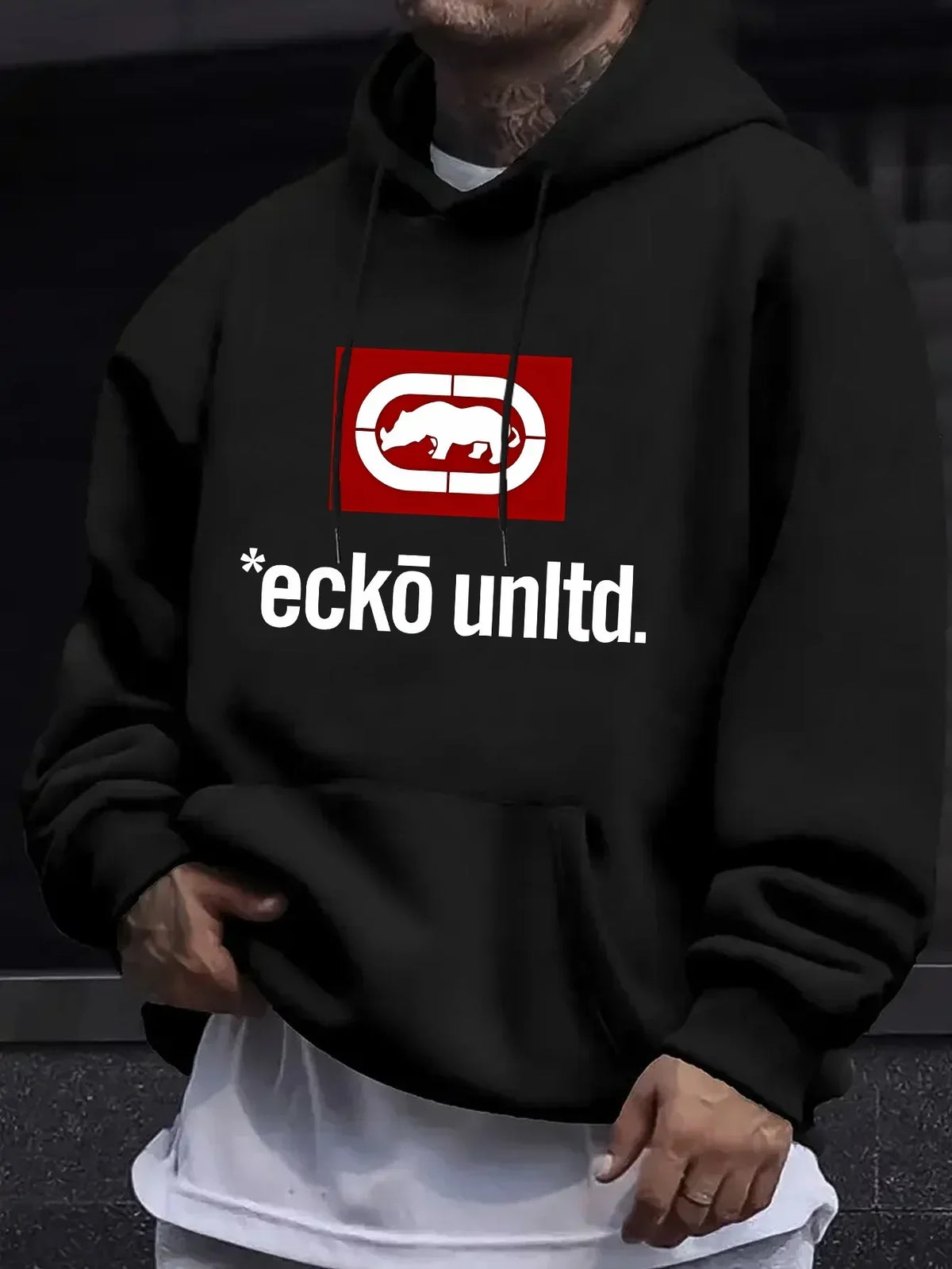 Men's Hoodie with Graphic "Ecko Unlimited" - Casual Sweater Long Sleeves Regular Fit Autumn/Winter Casual Hoodie - Matrix Studios