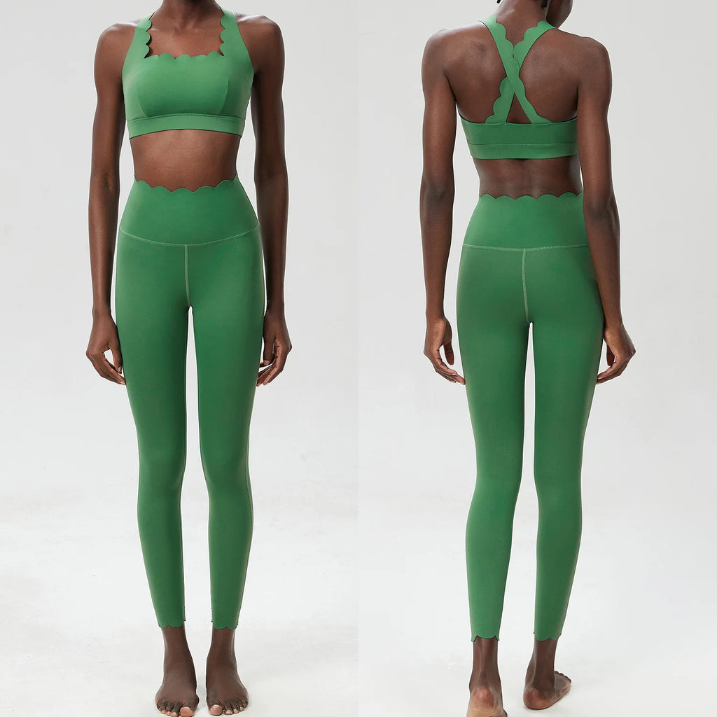 Women Solid Color Gym Suit Two Pieces Fitness Yoga Set Super Streth Slim Fit Running Sportswear Breathable Workout Clothes - Matrix-studios.com