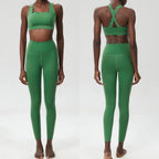 Women Solid Color Gym Suit Two Pieces Fitness Yoga Set Super Streth Slim Fit Running Sportswear Breathable Workout Clothes - Matrix-studios.com