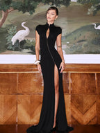 CNYISHE Short Sleeve O Neck Women Dresses Split Metal Buckle Solid Sheath Sexy Club Fashion Evening Party Outfits Female Bodycon - Matrix-studios.com