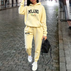 Autumn Winter Women's Sets 2pcs Hoodies Pants Suit Sports Outfits 2025 MILANO Letter Print Aesthetic Clothes Ladies Tracksuit - Matrix-studios.com