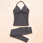 3 Pieces Gym Set Woman Seamless Short Sleeve Top Scrunch Gym Shorts Sport Strappy Bra Bodysuit Workout Suits Gym Clothes - Matrix-studios.com