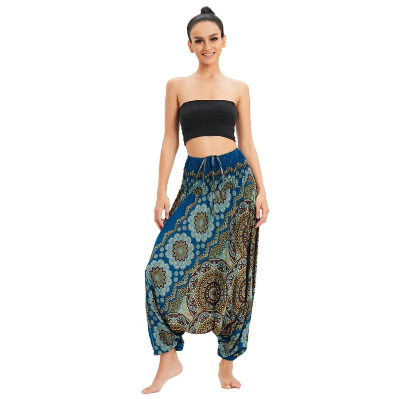 Bohemian Pants Women Pantalones Mujer Hippie High Waist Rayon Harem Baggy Boho Yoga Beach Wear Pour Femme Calca Feminina Printed - Matrix Studios