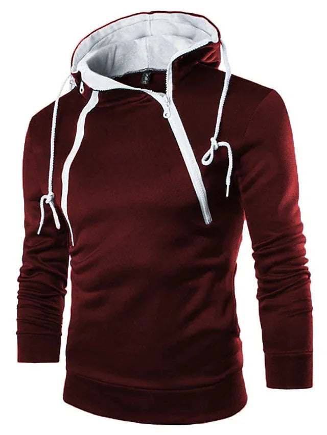 Men's Hoodies Long Sleeve Sweatshirts for Men Zipper Hooded Pullover High Neck Mens Sweatshirt Top Jacket Coat Black Sweater - Matrix Studios