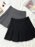 Vintage Gray Pleated Skirt Women Kawaii High Waist Mini Skirts Korean Fashion School Uniform Harajuku Streetwear Spring - Matrix-studios.com