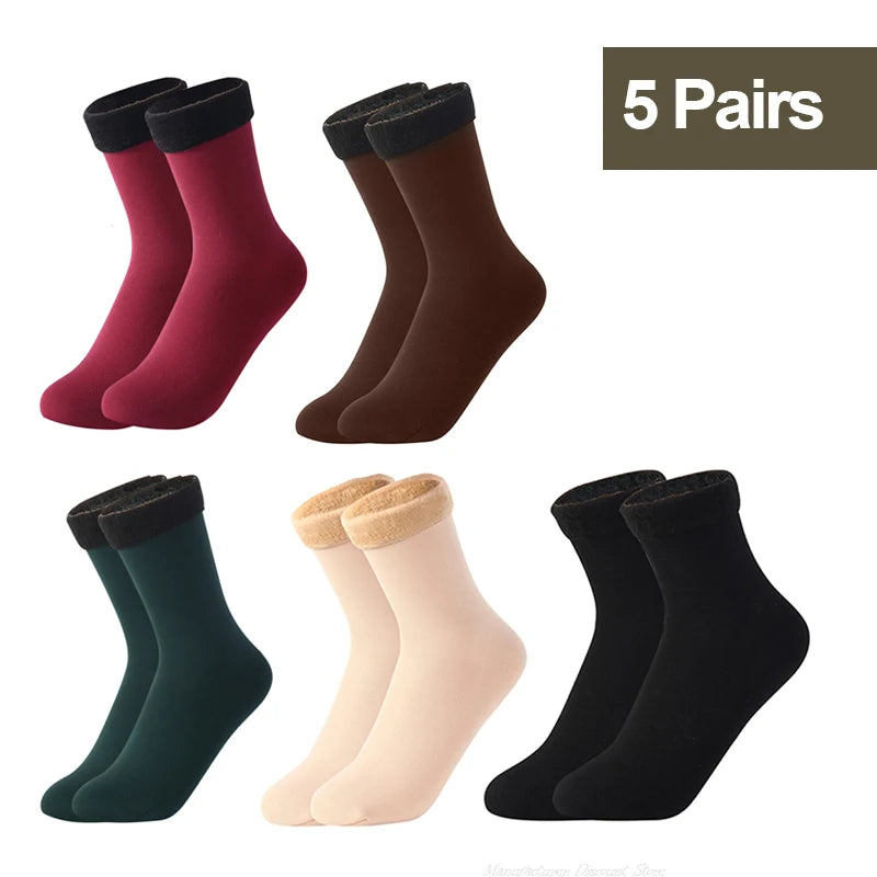 1/2/3/5/10Pairs Thermal Socks Women Winter Warm Thicken Fleece Short Socks Cashmere Wool Socks Snow Velvet Boots Home Floor Wear - Matrix Studios