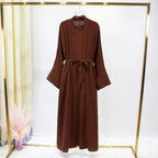 2pics Muslim Sets Muslim Jilbab Two Pieces Women Out Abaya Loose Cardigan Coat Sleeveless Inner Dress Prayer Clothing with Belt - Matrix-studios.com