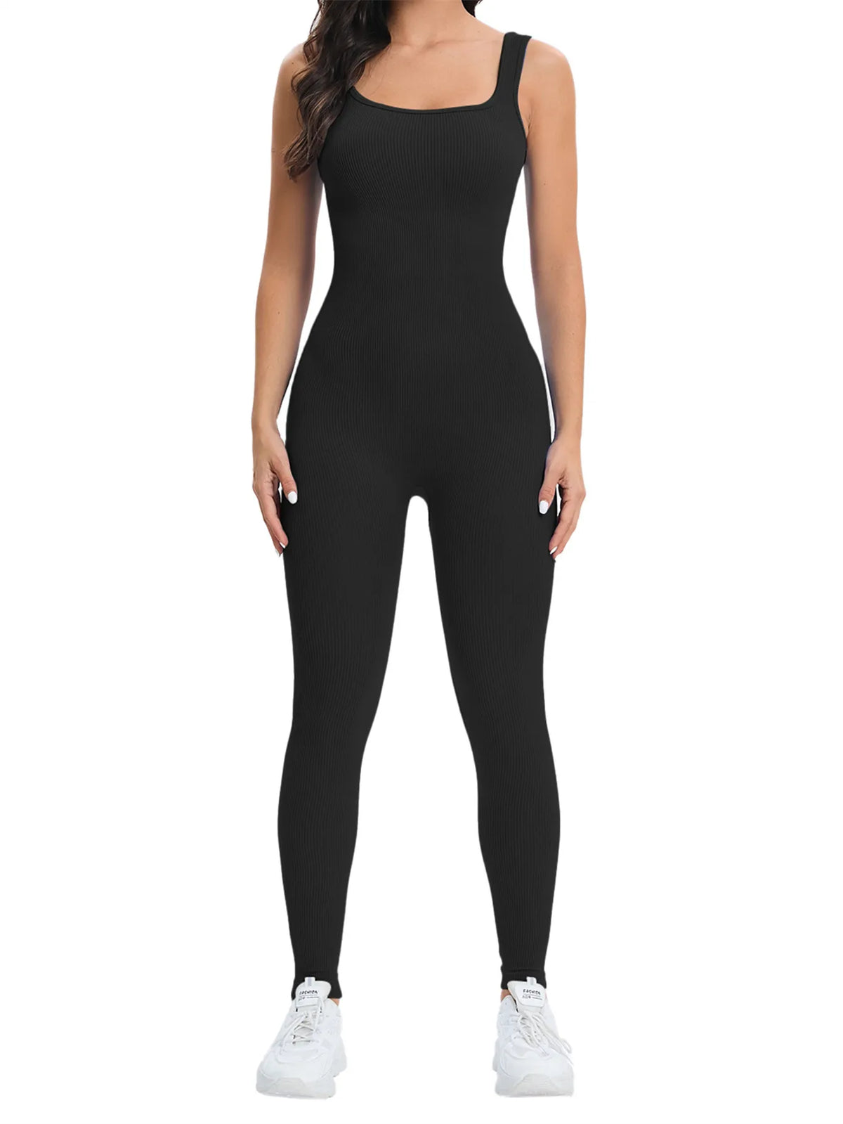 Women Workout Seamless Jumpsuit Yoga Ribbed Bodycon One Piece Tank Top Leggings Romper - Matrix Studios