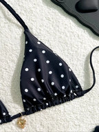 Sexy Bikini Set Black White Polka Dot 2 Piece Swimsuit for Women American Style Beach Bikini - Matrix-studios.com