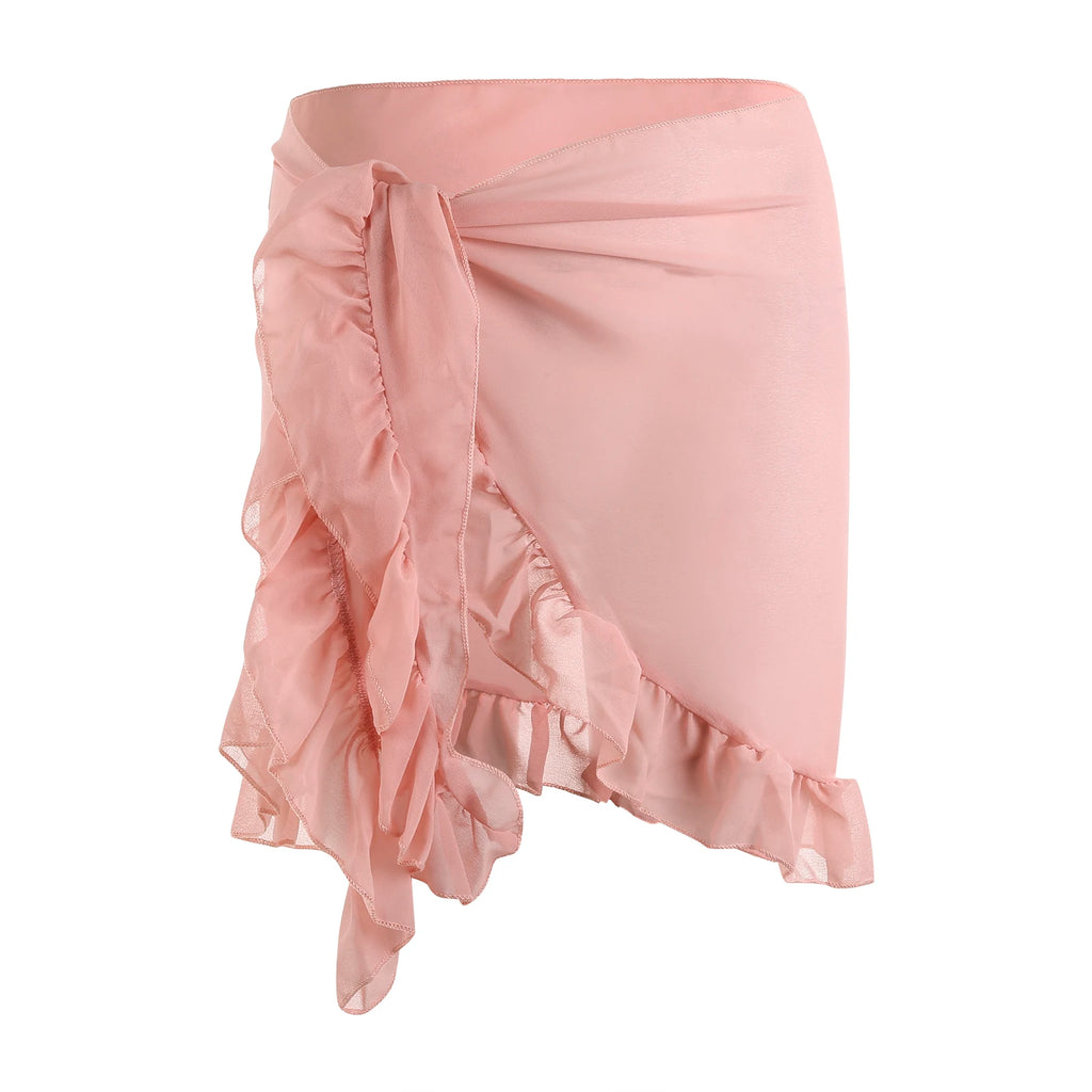 Yiiciovy 2023 Women Cover-Ups Skirts Chiffon Swimwear Pareo Scarf Bikini Cover-Ups Wrap Kaftan Sarong Beach Sexy Skirts 9 Colors - Matrix Studios