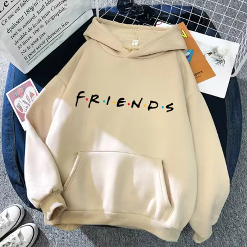 Women Friends Print Hoodie Long Sleeve Pullover Fashion Clothing Casual Solid Color Female Spring Autumn Fashion Streetwear - Matrix Studios