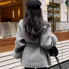 High End Double-sided Wool Strapping Real Wool Fur Coat Women's Removable Cuffs Fox Fur Temperament Cashmere Short Jacket - Matrix Studios