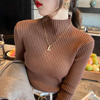 Winter Long Sleeve Mock Neck Knitted Women Sweater Pullover Slim Knit Sweater Women Tops Blusas Mujer De Moda 2024 Blusa J995 - Matrix Studios