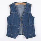 Women Vintage Denim Waistcoat Jacket 2026 Spring New Female Short Slim Sleeveless Coat Vest 6XL Single Breasted Solid Casual Top - Matrix Studios