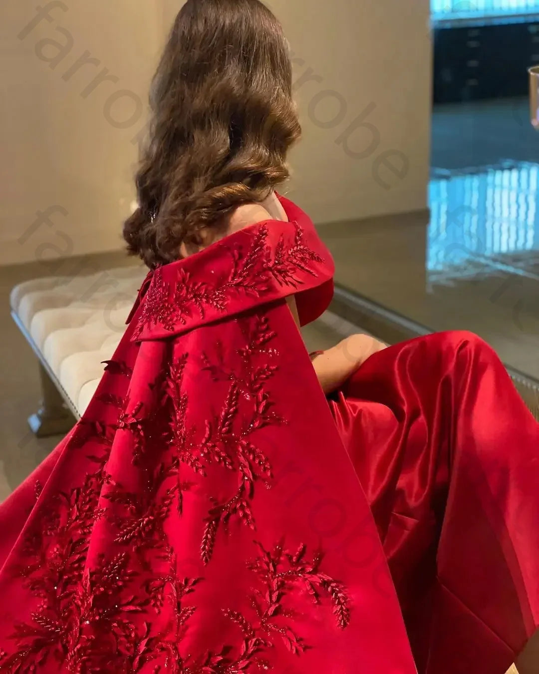 Customized Ankle Length Sheath Evening Party Gowns Women Beaded Applique Long Wrap Prom Dresses Zipper Back Vestidos Des - Matrix Studios