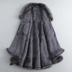 2023 Winter New Rabbit Fur Integrated Women's Coat Long  Genuine Leather Fur Fox Fur Collar Slim Fit Coat - Matrix Studios