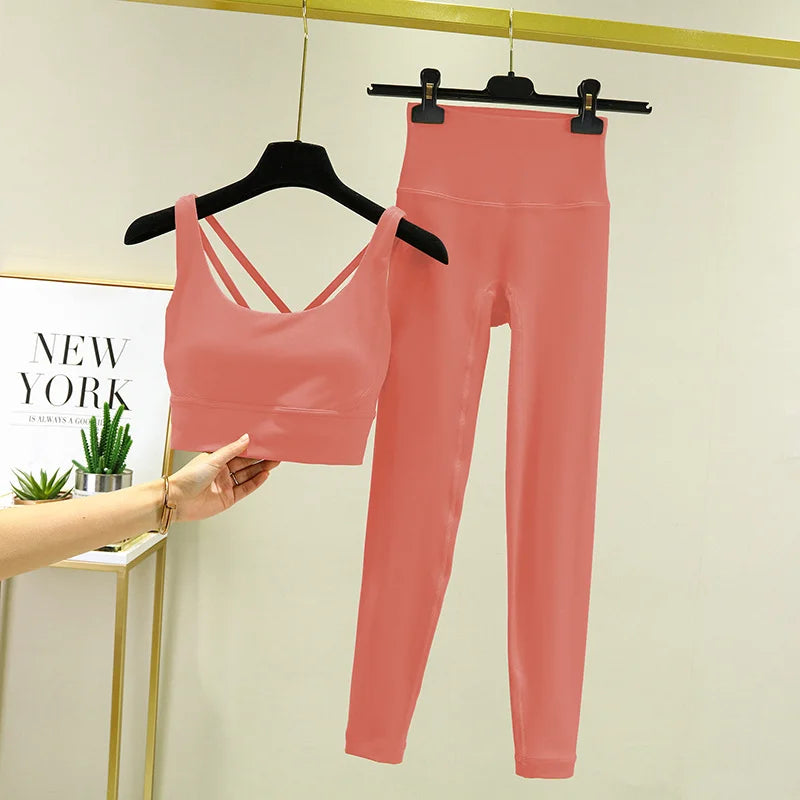 TRY TO BN Yoga Set 2 Piece Sport Bra High Waist Leggings Women's Tracksuit Fitness Tummy Control Squat Proof Workout Gym Clothes - Matrix-studios.com