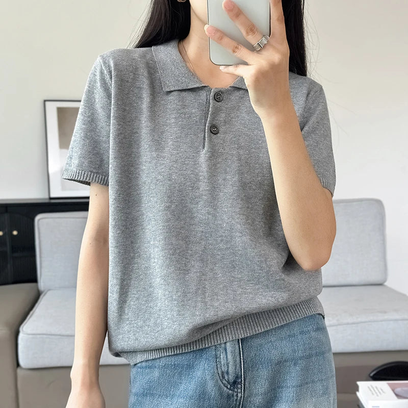 WinvyNee Summer Women's Clothing Cotton Polo T-shirt Short Sleeve Polo Collar Clothes Solid Casual Pullover Female Tops A1002029 - Matrix-studios.com