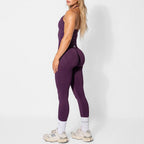 Women's Yoga Set Bum Balance Fitted Halter Tops & Shaping Pants 2pcs Yoga Sportwear Workout Gym Clothing High Waist Leggings Set - Matrix-studios.com