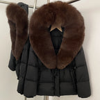 Reality Fur Jacket Real Fur Collar Duck Down Coat Female Winter Hooded Warm Fox Fur Coat Women Natural Raccoon Fur Puffer Jacket - Matrix Studios