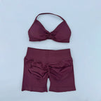 2 Piece Sports Gym Set Strappy Bra Yoga Underwear Short Sport Leggings Bicycle Running Sportswear Woman Seamless Yoga Set - Matrix-studios.com