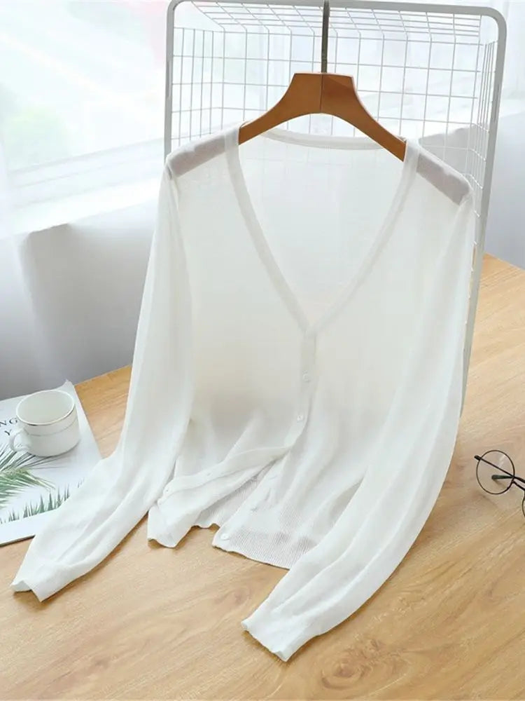 Korean Fashion Summer Autumn M-6XL Women V-Neck Knitted Casual Loose Full Sleeve Sweaters Cardigans Lady Knitting Outwear ZY6870 - Matrix Studios