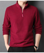 Autumn Winter New Warm Polo Shirts Men's Lamb Wool Sweatshirt Standing Neck Half Zip Long Sleeve Fashion Versatile Men Tees Tops - Matrix Studios