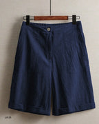 Comfort Ladies High Waist Cotton Linen Bermuda Shorts for Women Casual Loose Fit Summer Knee-Length fashion streetwear - Matrix Studios