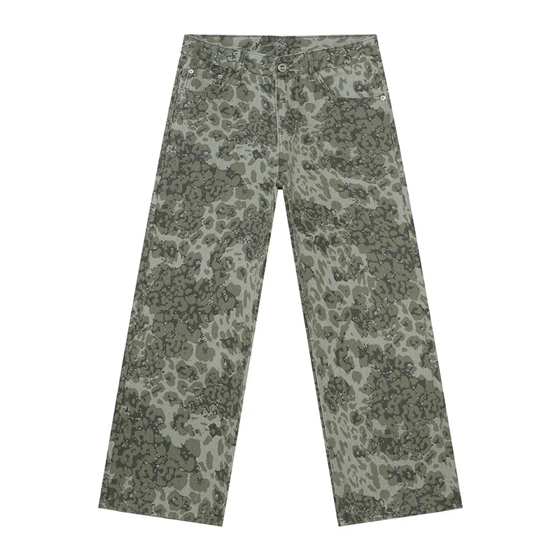 PFNW American 2025 New Tide Camouflage Jeans Men's Ins Loose Straight Wide Leg Casual Denim Pants Loose Male Trousers 12C2036 - Matrix Studios