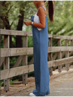 Women's Sleeveless Jumpsuit with Suspender Loose Casual Pocket Monochromatic Summer - Matrix Studios