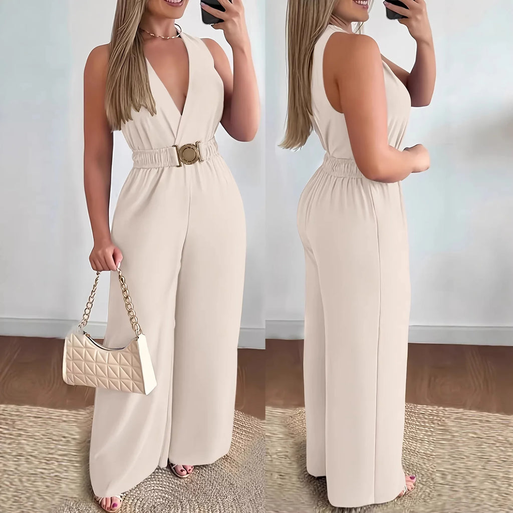 Jumpsuits women 2026 rompers Spring/Summer Deep V-neck sleeveless sexy jumpsuit wide-leg slim fashion jumpsuits women's clothing - Matrix Studios